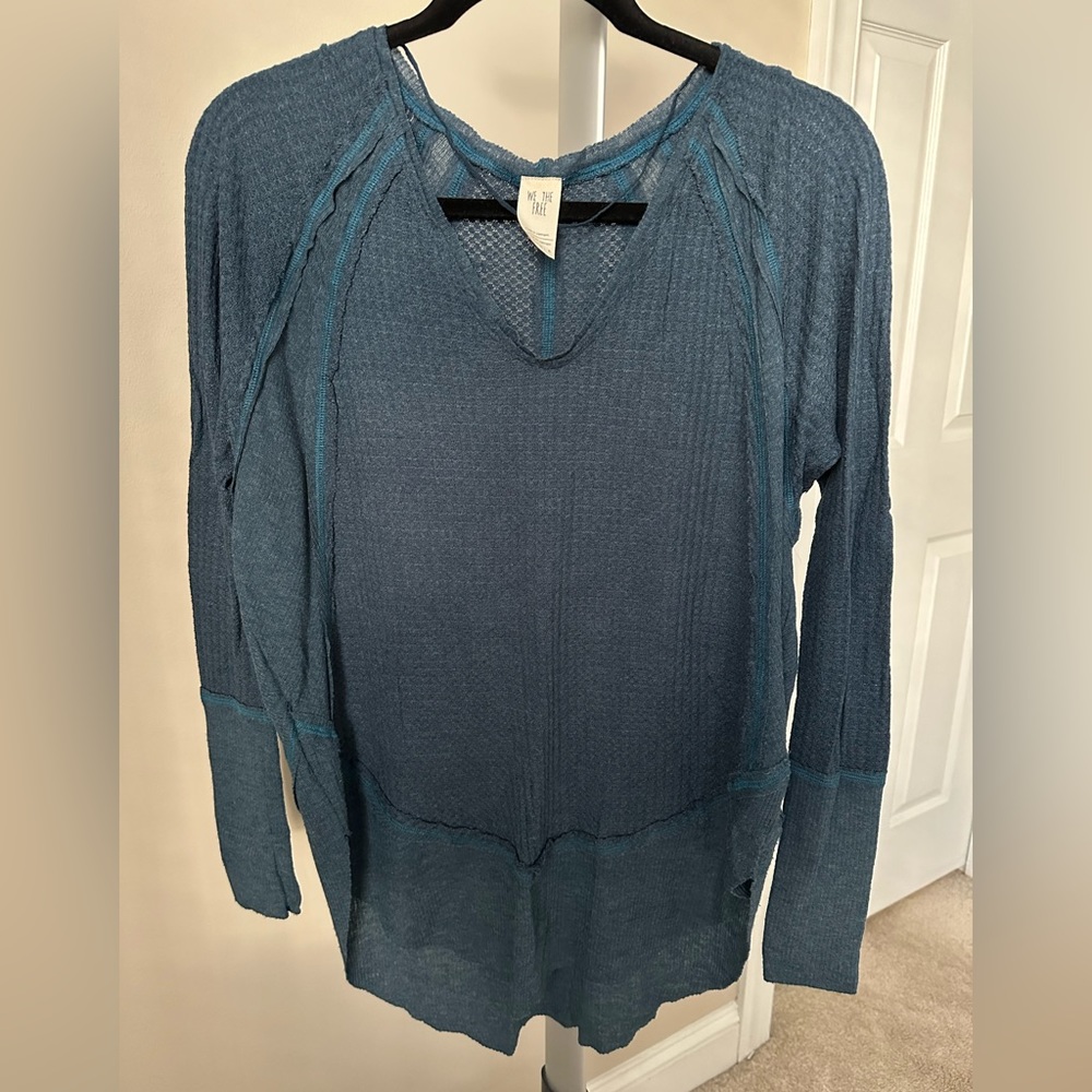 We the Free Free People XS Teal Blue Long Sleeve Thermal
